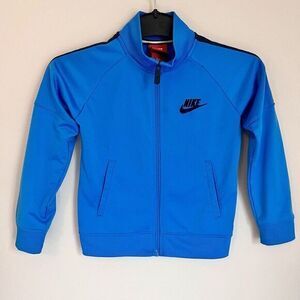 Nike Boy's Kid's Size 4 XS Blue Full Zip Long‎ Sleeve Fleece Pockets Fall Jacket
